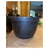 Unmarked cast iron bean pot…..9-1/2”D x 6-1/2” tall