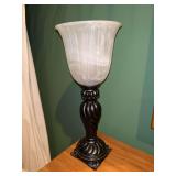 Very nice resin swirl base lamp with frosted glass shade…..15” tall