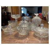 Very nice grouping of clear glass and crystal….also includes 75th Anniversary Mr. Peanut jar