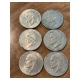 Set of (6) Bicentennial 40% silver Eisenhower Dollars