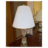 Nice looking crystal base lamp with pleated shade and crystal finial…..21-1/2 tall