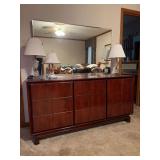 Gorgeous Mahogany MCM American 9-drawer dresser/mirror with small built-in jewelry chest