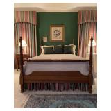 Beautiful Amish-style queen size 4-poster bed and ALL LINENS AND MATTRESSES….in really good condition