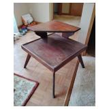 Vintage MCM 2-tier side table...22-1/2" square x 22 tall...does show quite a bit of wear
