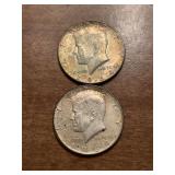 (2) 1964 (90% silver) Kennedy Half Dollars