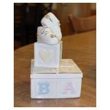 Adorable LENOX “Precious Steps” porcelain ivory trinket box in original box…4-1/2” tall