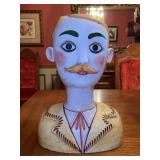 Horchow Collection Italian Hand Painted Ceramic Male Head Bust Planter Vase…..11” across x 16” tall