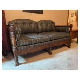 Vintage MCM wood frame 2-seater sofa with custom upholstery…..60-1/2 x 22 x 26-1/2 tall