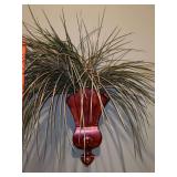 Beautiful decorative metal wall sconce with plastic greenery…..12” tall