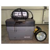 Craftsman tool box and contents, Schumacher Battery Charger (not tested) and heavy duty flashlight