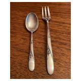 Sterling Easterling Rose Spray Cocktail Fork and Sugar Spoon…..26.5 grams