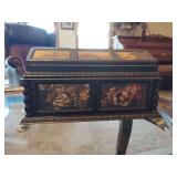 Vintage Victorian Style Merle Norman jewelry/music box...one hinge needs repair...14" x 9-1/2 x 7-1/4...music box does work