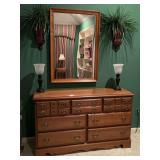 Vintage 7-drawer dresser and mirror….in really good condition…..dresser measures 52 x 17 x 31 tall…..mirror measures 27-1/2 x 39-1/2