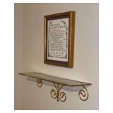 Gold tone glass wall shelf and wall art…..shelf measures 18-1/2 x 5-1/2 x 5 tall