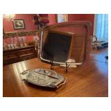 Grouping of (2) KROMEX serving trays….large is 21 x 13-1/2 and small is 14 x 6-3/4 with glass insert and original box