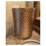 Gold Metal Trash Can with Weaving Design