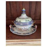 Lovely decorative lid bowl on platter