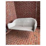 White wicker swing