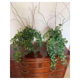 Pair of vases with silk plants