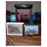 2 Railroad Prints. L&N framed 32x23 and Down by the Station print