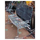 Vintage metal rocker bench with cup holders. Just needs  new paint 48" wide