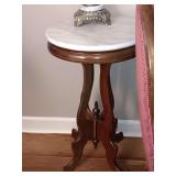 Round Rosewood  marbletop side table 29X16 round. No lamp, table only