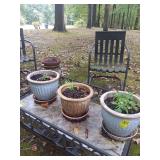 Group of 3 pretty ceramic planters 9.5"x8"