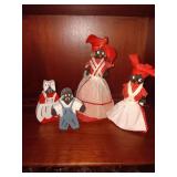 Mammie 6" Bell, 8" Mammie Doll and 2 wooden figurines..see photos
