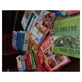 Group of cook books. Many diet and healthy eating.