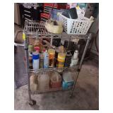 Metal roland three chef cart with contents. 28 with handle x40x18..