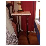 Marbletop side table..11x28x12. Bottom shelf missing piece in Center