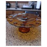 Vintage Indiana Amber Teardrop 10. 5" Cake Platter