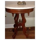 Antique Rosewood  marbletop side table 22X36X18. Lamps not included.
