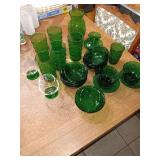 Group
Of Kelly Green glassware. Mixed pieces. Vases, daisy desert bowls, glasses...1 glass has and crack