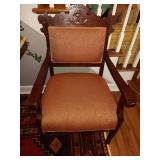 Pretty Gold and Burgandy Eastlake Chair 23x38x21