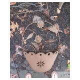 Rod Iron Wall Basket with Hummingbird, Butterfly and Flowers