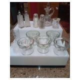 Group of glassware. Dessert cups, salt cellars,and misc glassware. See photos
