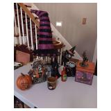 Tote of Halloween items and decor. See photos