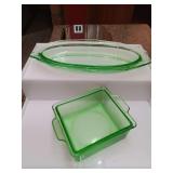 2 Vaseline dishes. Largest has chips as shown