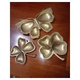 3 piece Brass Set: Butterfly and 2 Clover