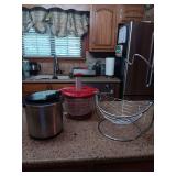 Group of
 kitchen items.  Kitchen Aid lettuce spinner, fruit basket, and an ice bucket.