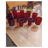 Group of ruby red glassware. Various styles..see photos