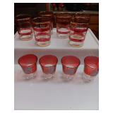 6 Vintage MCM Ruby Flash gold rimmed glasses and 4 1960