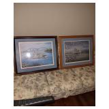 Louise Dunavant signed and Numbered prints.."Timeless River" and "Ole Man River". 34x27 Oak frame and Brass cornered frame