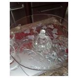 Very Pretty floral cake plate and a set of apple shaped dogwood snack set of 7
