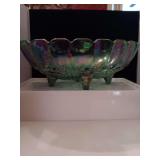 12x8.5 Vintage Indiana Iridescent  Blue Harvest Fruit Bowl