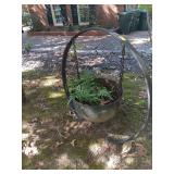 Cast iron pot and stand. Pot is 21x15. With stand is 41x44