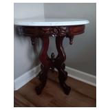 Antique Rosewood and marble top round side table. Excellent condition. 29x16 round. Table only, lamp not included.