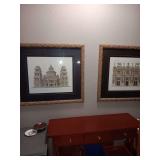 37x33 nicely framed black matted pictures