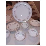 Noritake China Somerset Pattern  14 pieces.  4 plates, 3 desert plates, 3 desert bowls and 4 cups